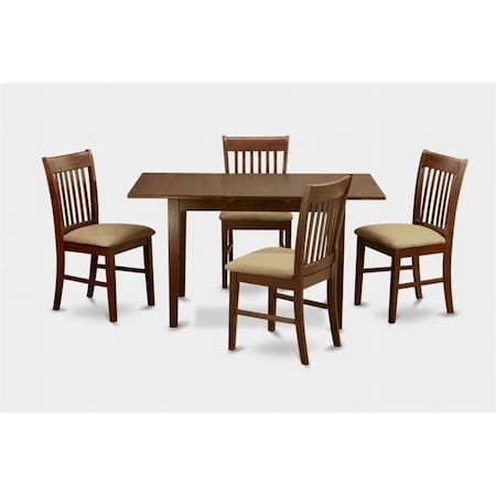 East West Furniture East West Furniture NOFK5-MAH-C 5 Piece Kitchen Nook Dining Set- Table With 12 In. Leaf and 4 Dining Chairs NOFK5-MAH-C